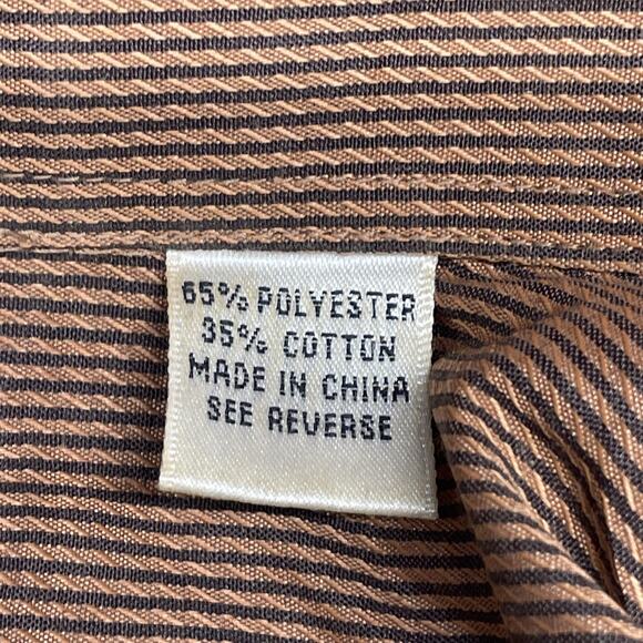 Karl Knox Men 18.5-36/37 Dress Shirt Brown Pin Stripe Btn Up Pastor Statement Pc - Picture 9 of 10